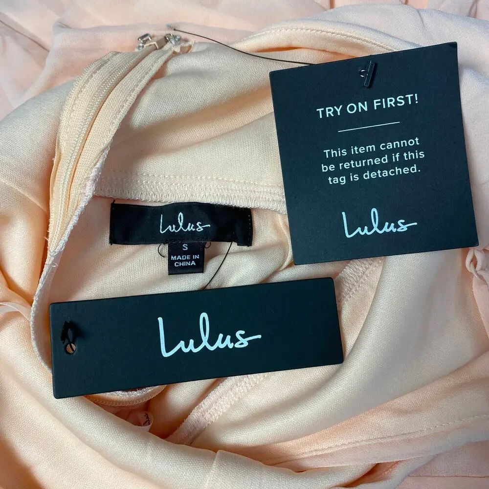Lulus NWT Brilliant Perfection Blush Pink Cold-Shoulder Tiered Maxi Dress Size S